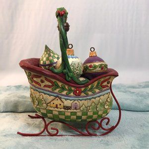 Jim Shore Xmas Ornament & Sled basket